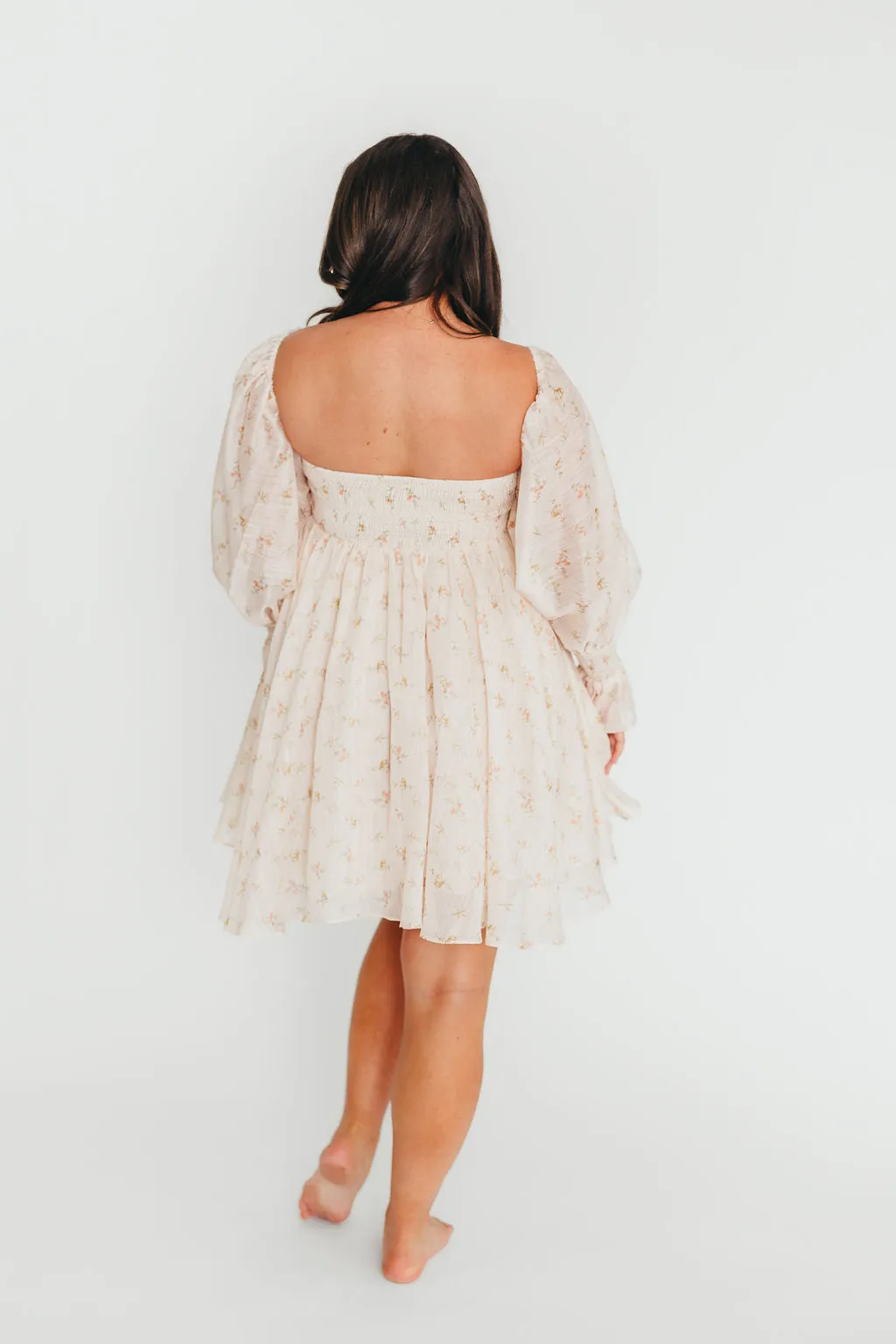 Kennedy Floral Mini Dress in Cream - Bump Friendly - PRE-ORDER