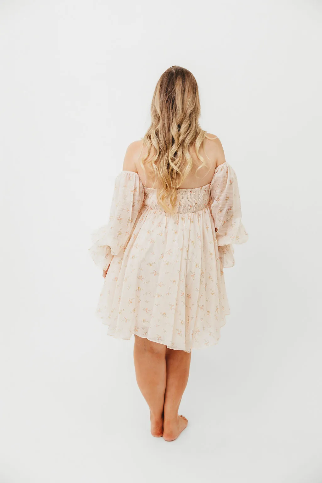 Kennedy Floral Mini Dress in Cream - Bump Friendly - PRE-ORDER
