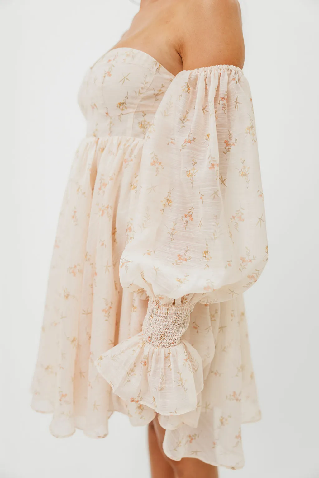 Kennedy Floral Mini Dress in Cream - Bump Friendly - PRE-ORDER