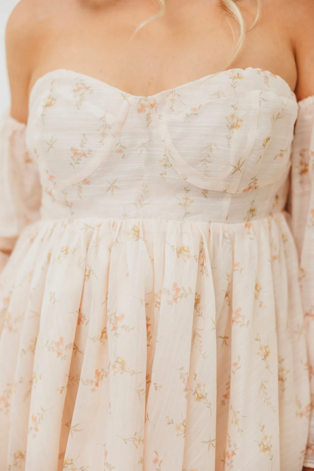 Kennedy Floral Mini Dress in Cream - Bump Friendly - PRE-ORDER