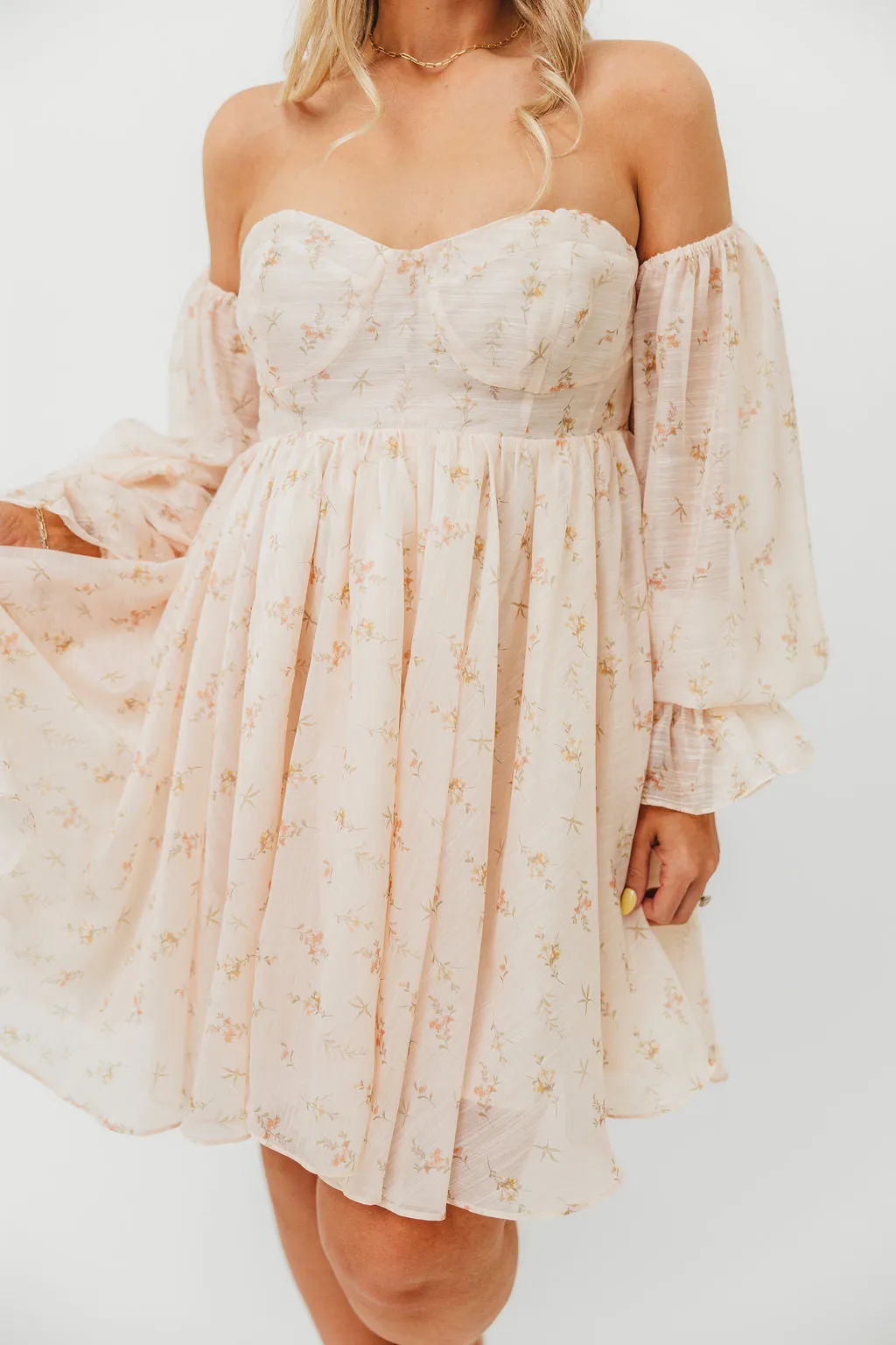 Kennedy Floral Mini Dress in Cream - Bump Friendly - PRE-ORDER