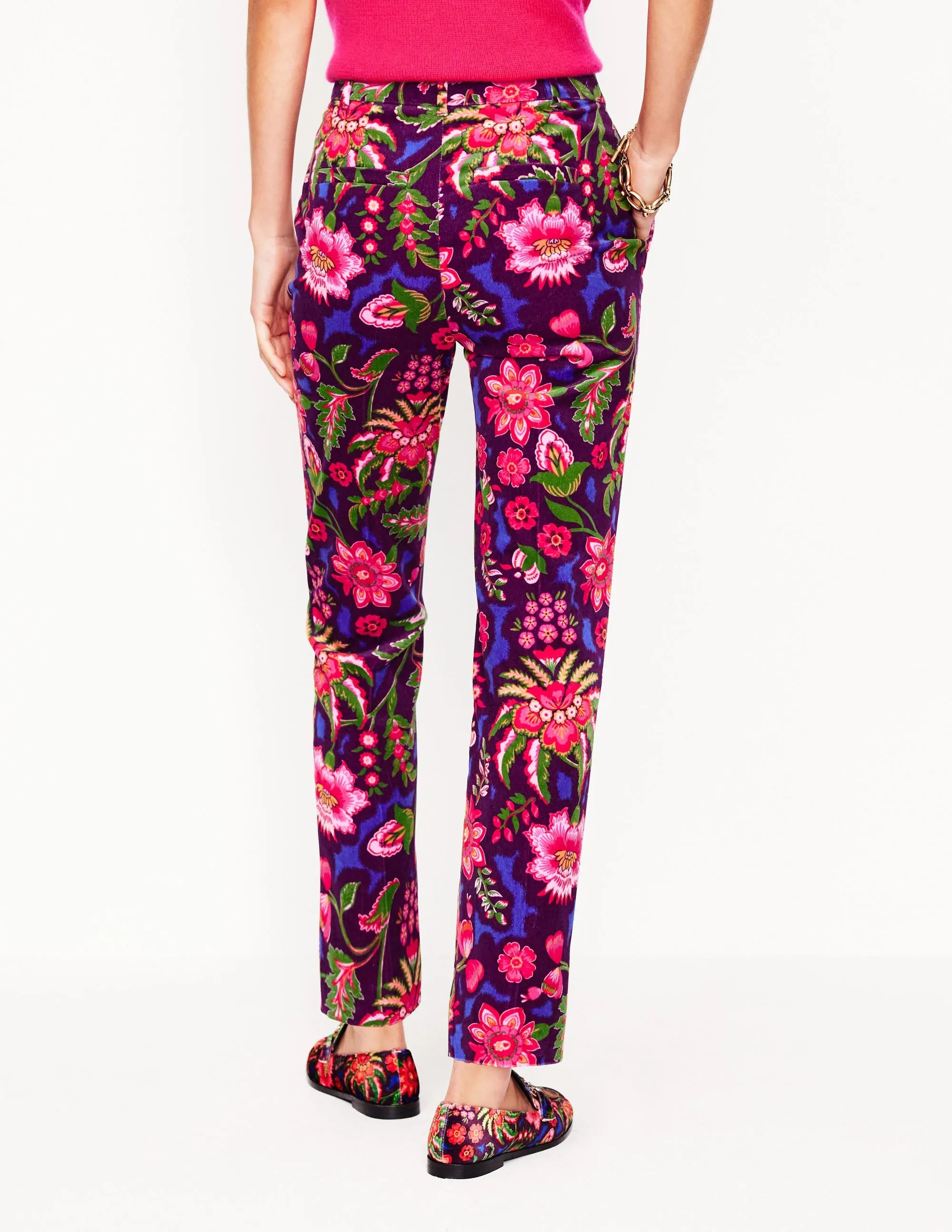 Kew Velvet Trousers-Multi, Blossom Flourish