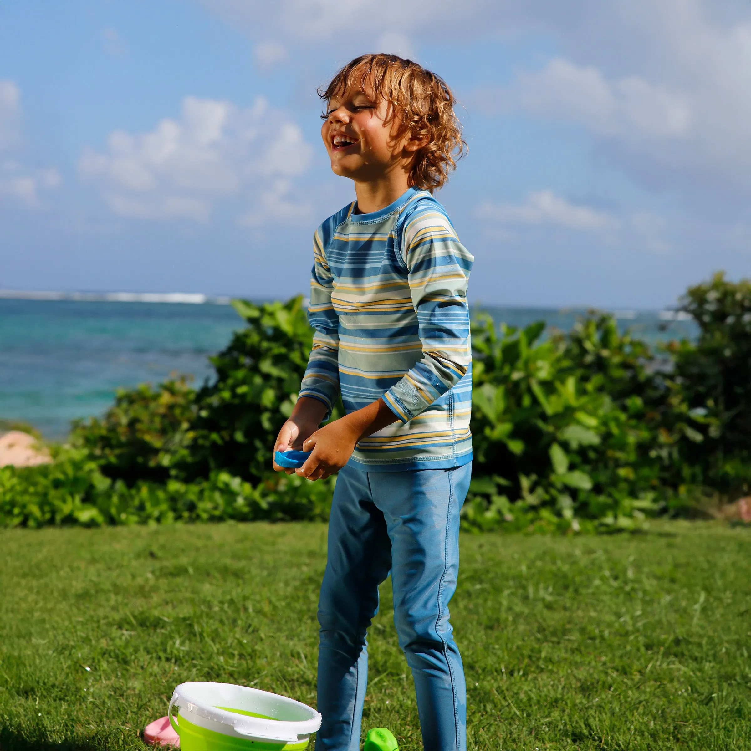 Kid's Long Sleeve Crew Sunny Swim Shirt