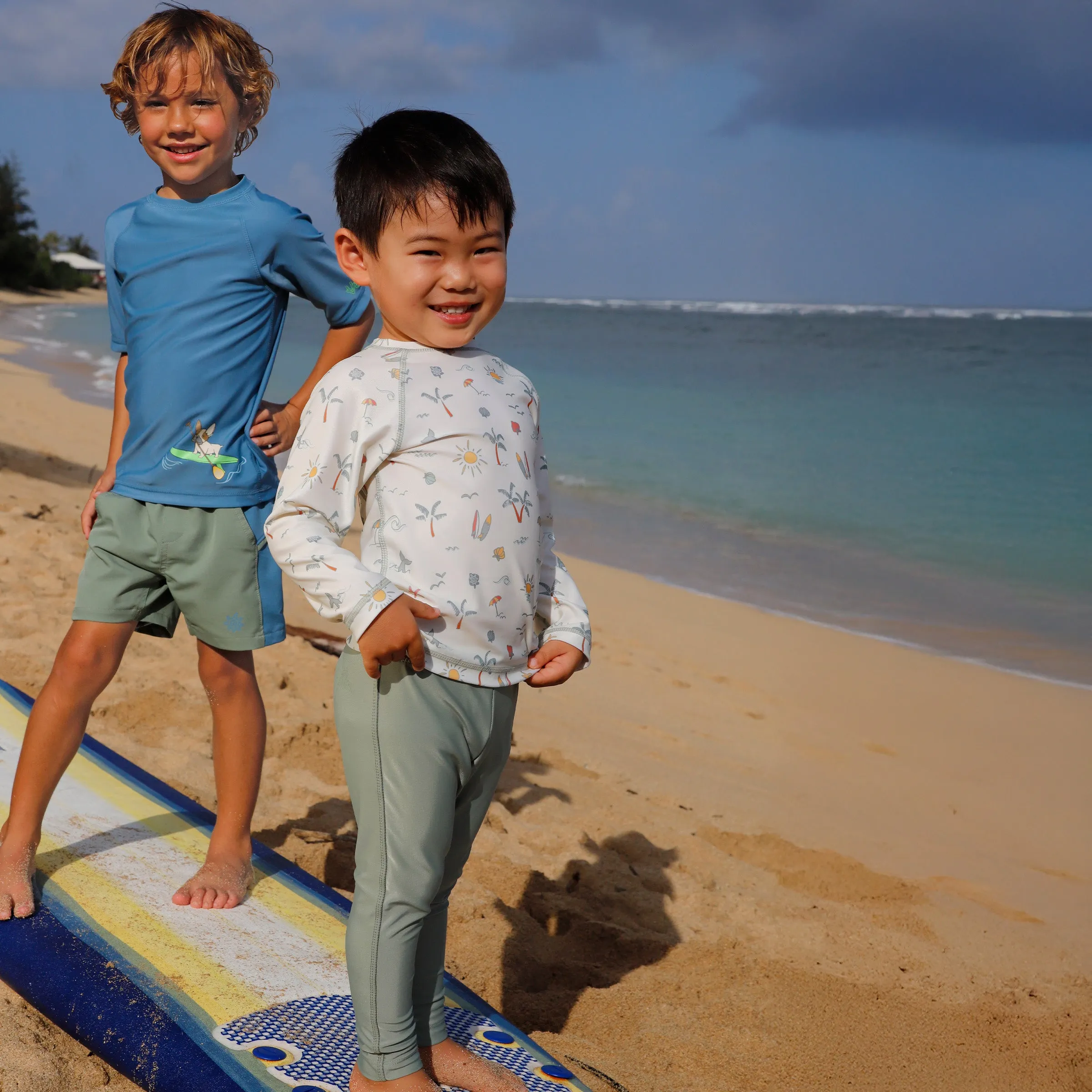 Kid's Long Sleeve Crew Sunny Swim Shirt