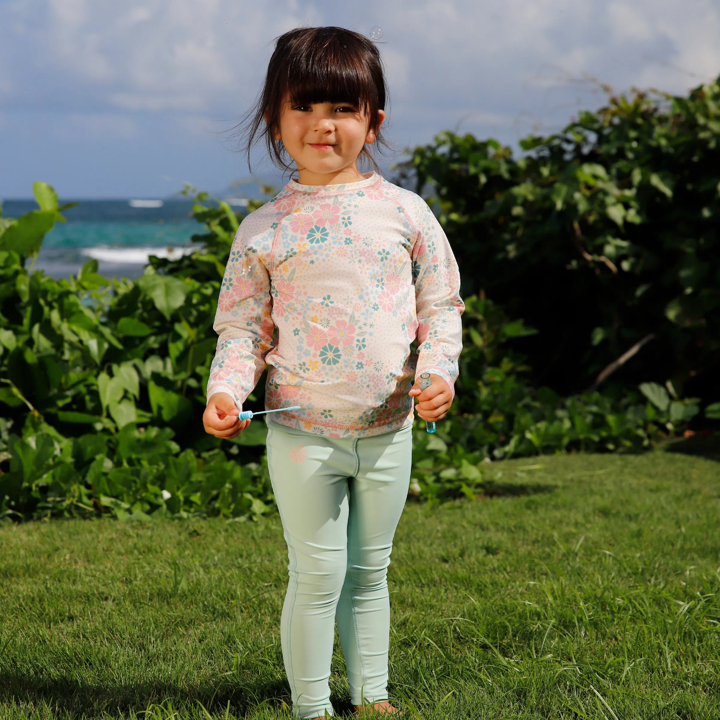 Kid's Long Sleeve Crew Sunny Swim Shirt