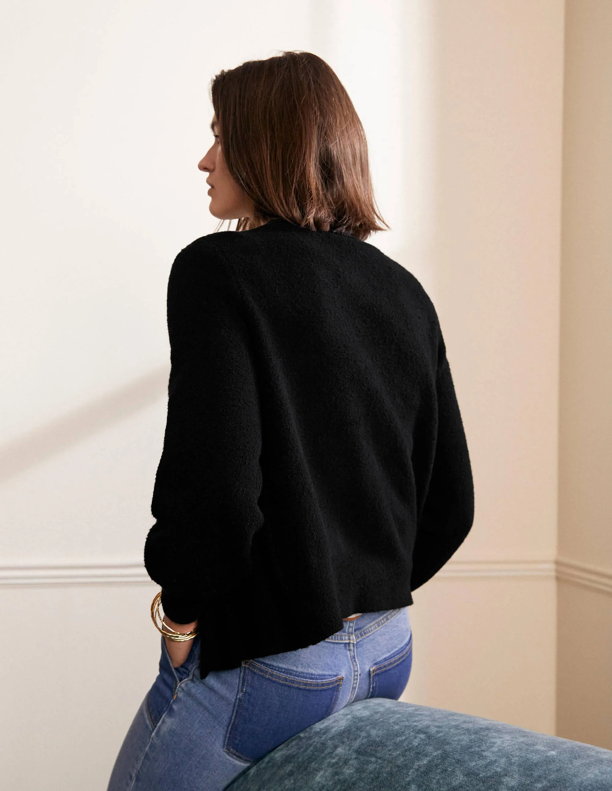 Knitted Bomber Jacket-Black