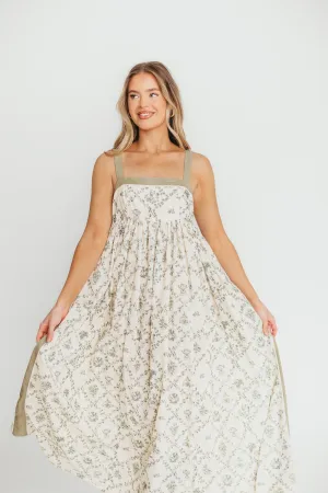 Lillian Toile Maxi Dress in Green Palm