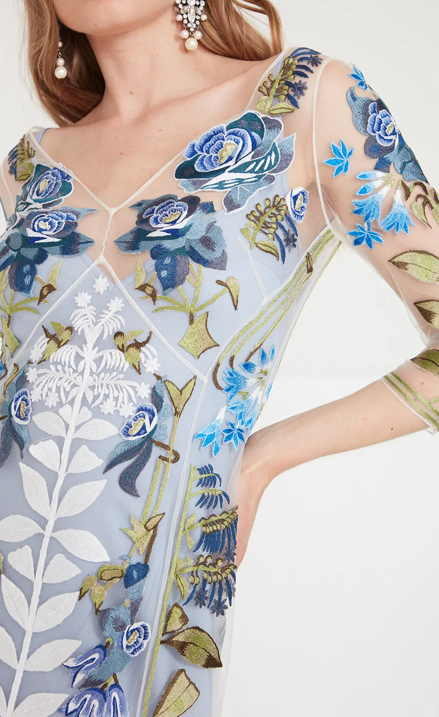 Lucille V-Neck Dress - Frost Blue