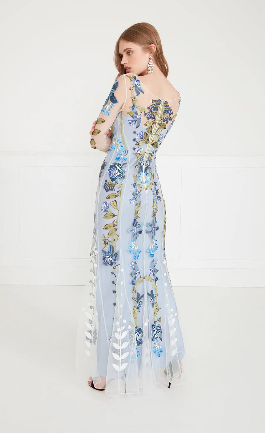 Lucille V-Neck Dress - Frost Blue
