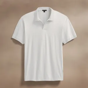 Luxe Lotus Jersey Polo - White
