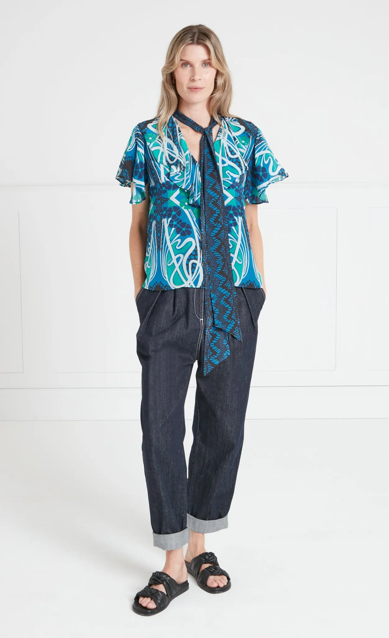Monikh Blouse - Blue/Green Mix