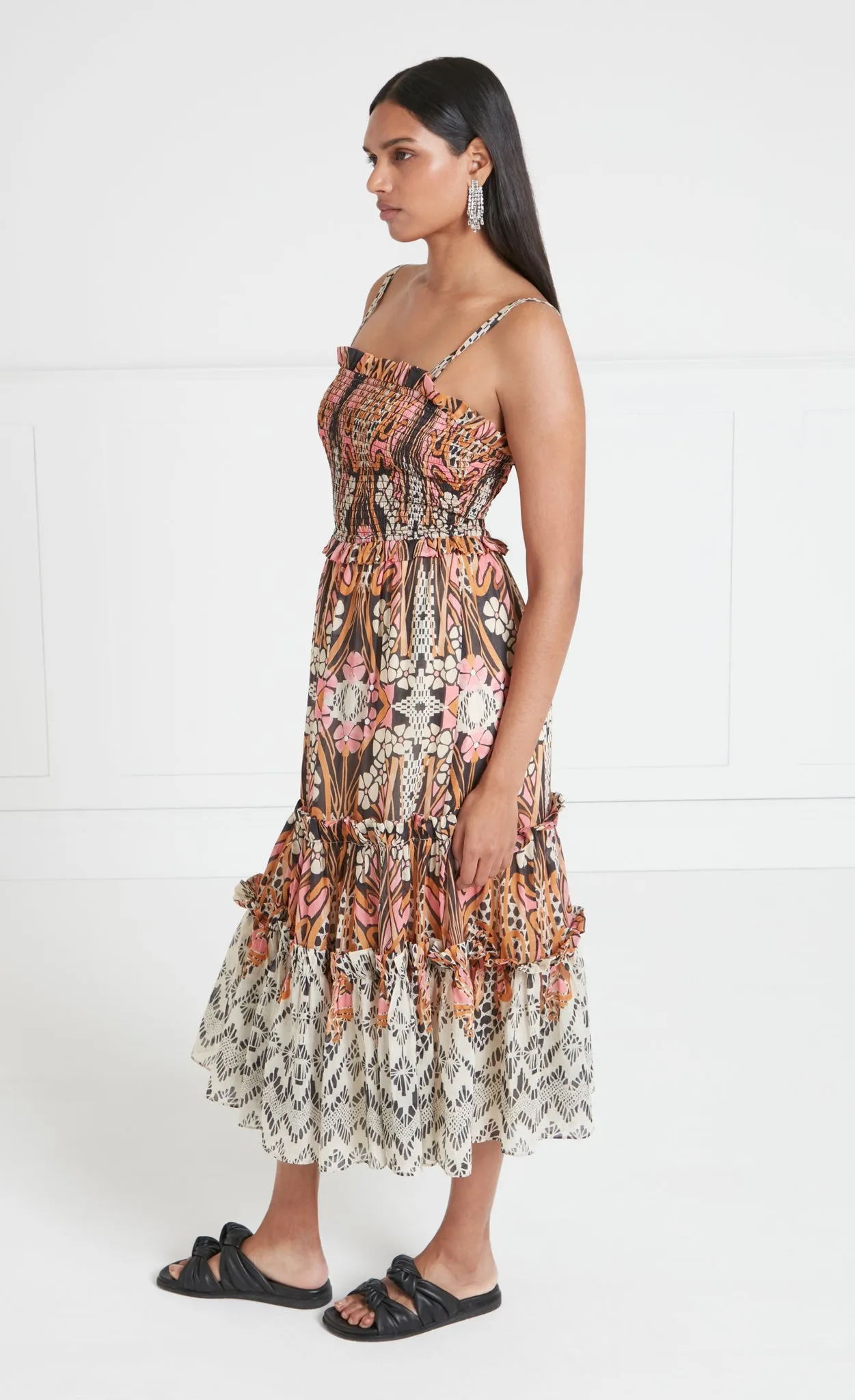 Monikh Strappy Dress - Pink/Sand Mix