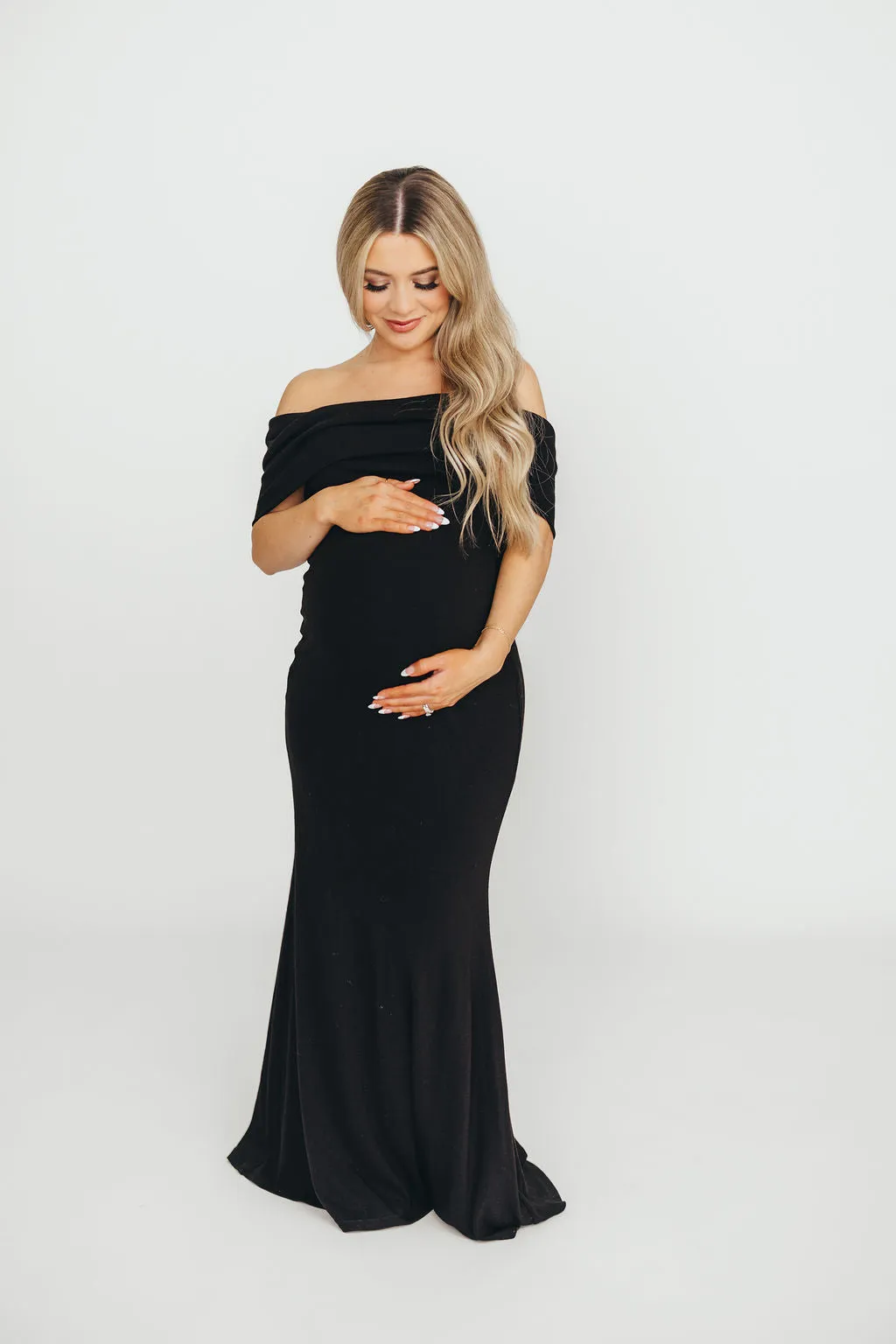 Monroe Maxi Dress in Black -Bump Friendly