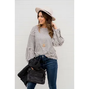 Multi Stripe Puff Sleeve Blouse