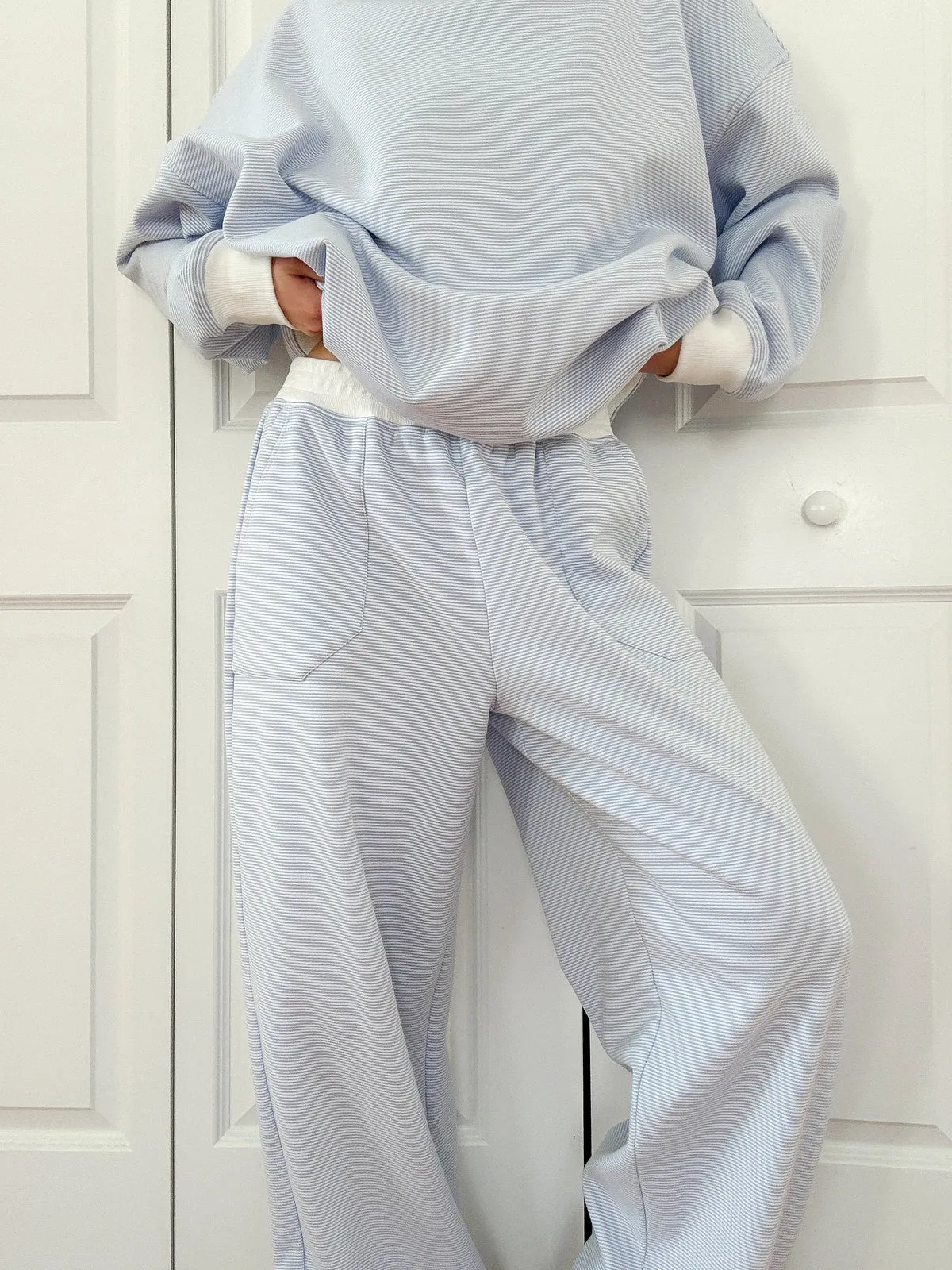 Nixon Mini Striped Sweatpants in Blue and White