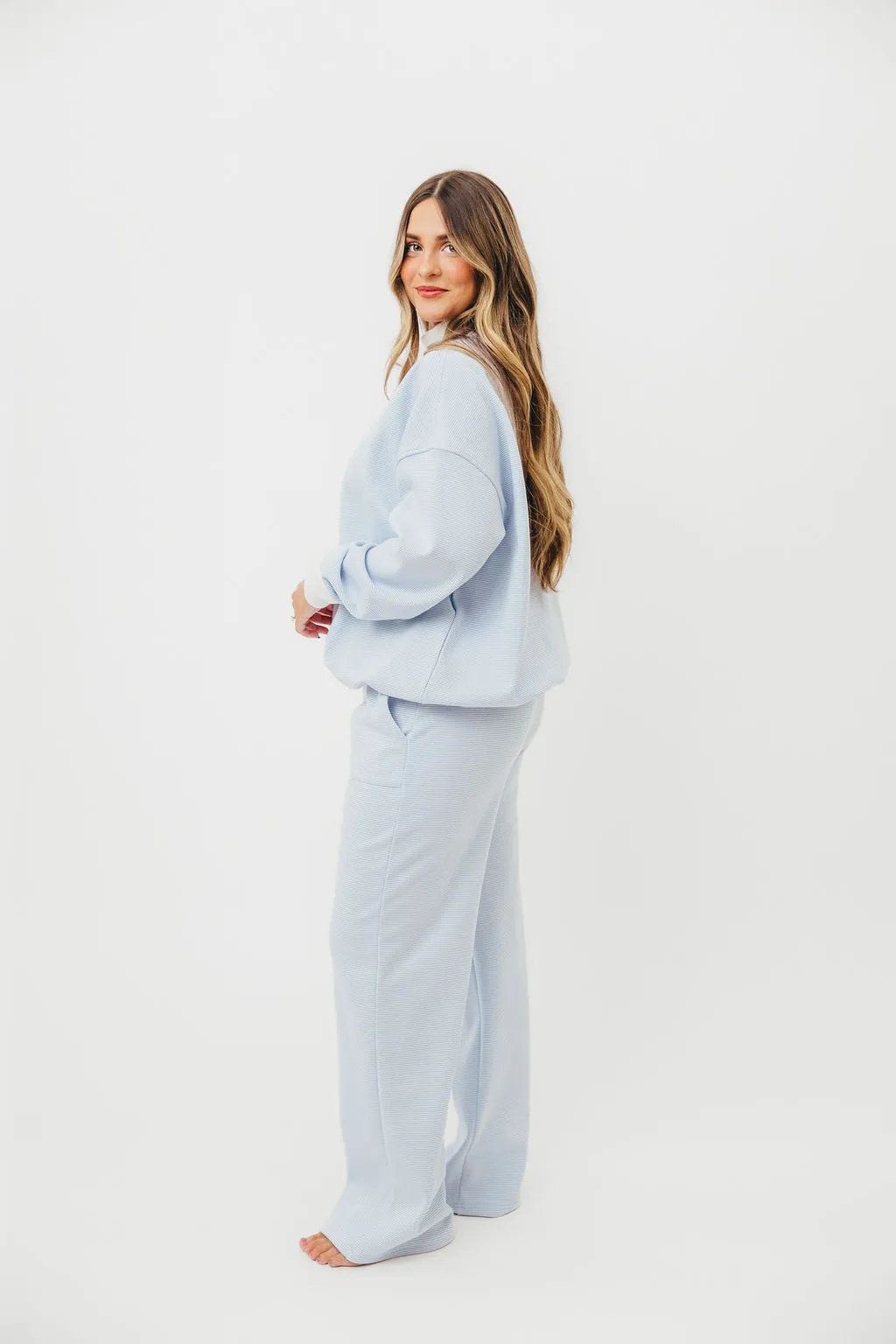 Nixon Mini Striped Sweatpants in Blue and White