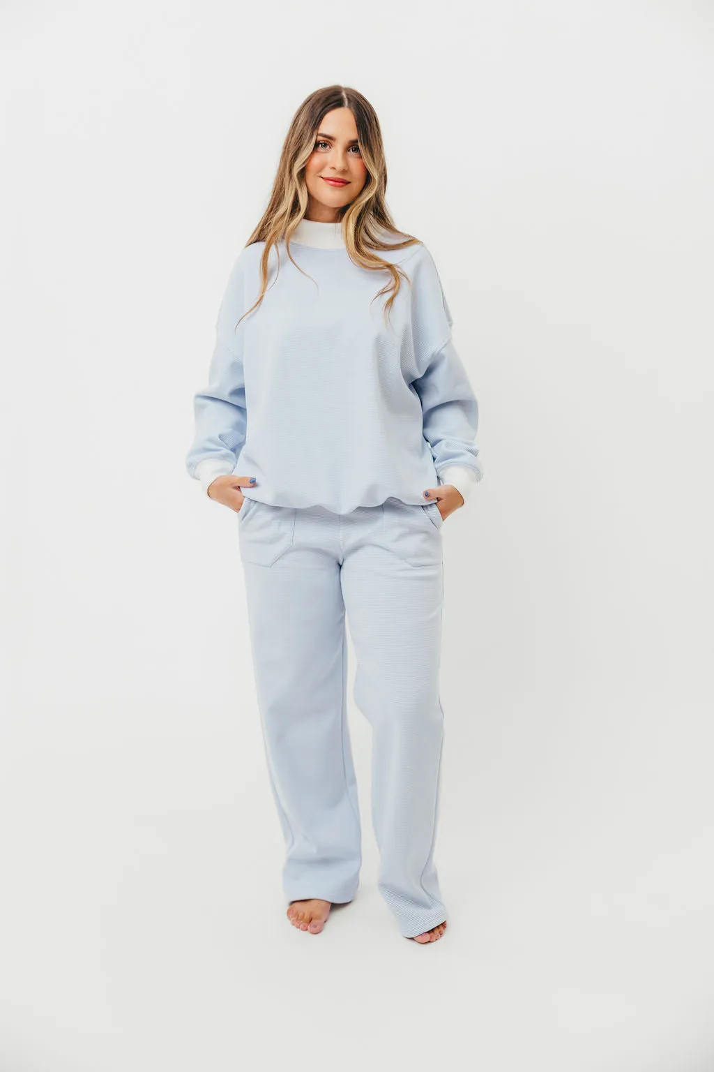 Nixon Mini Striped Sweatpants in Blue and White