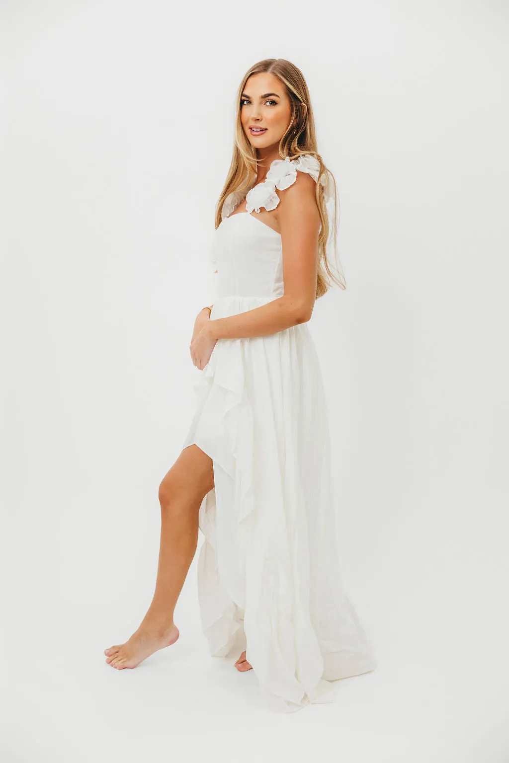 Noelle High Slit Maxi Dress in White