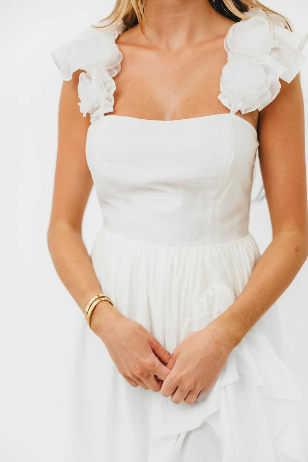 Noelle High Slit Maxi Dress in White