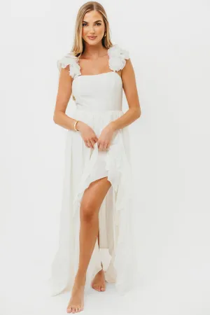 Noelle High Slit Maxi Dress in White