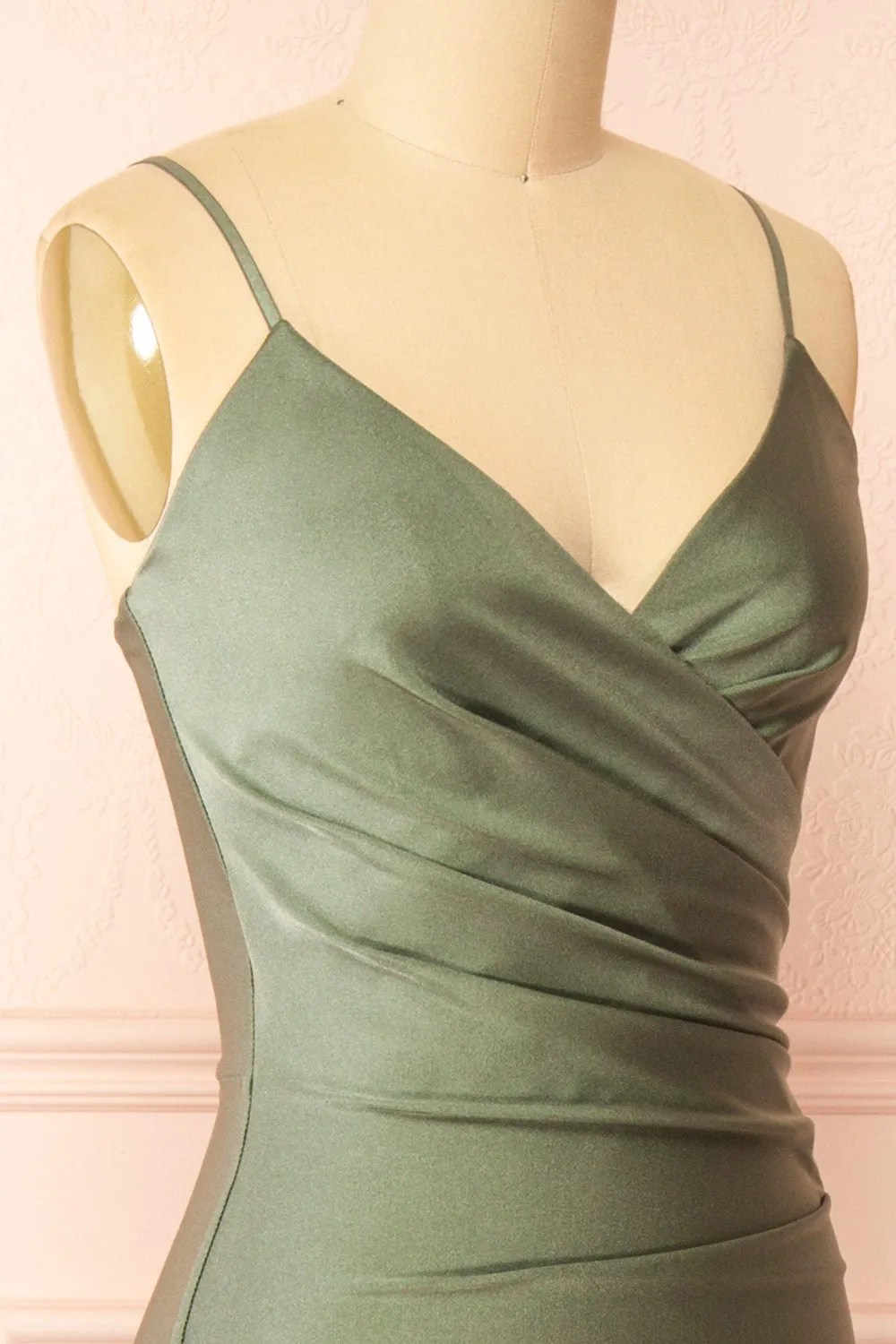 Nyra Khaki | Mermaid Dress w/ Wrapped Bodice