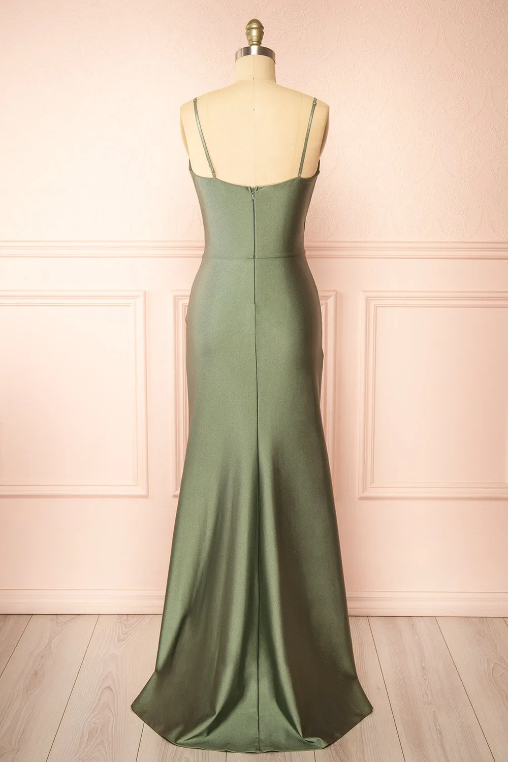 Nyra Khaki | Mermaid Dress w/ Wrapped Bodice