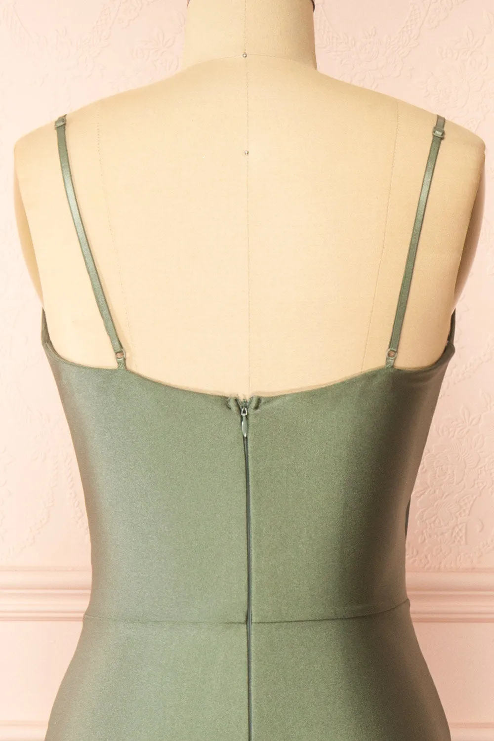 Nyra Khaki | Mermaid Dress w/ Wrapped Bodice