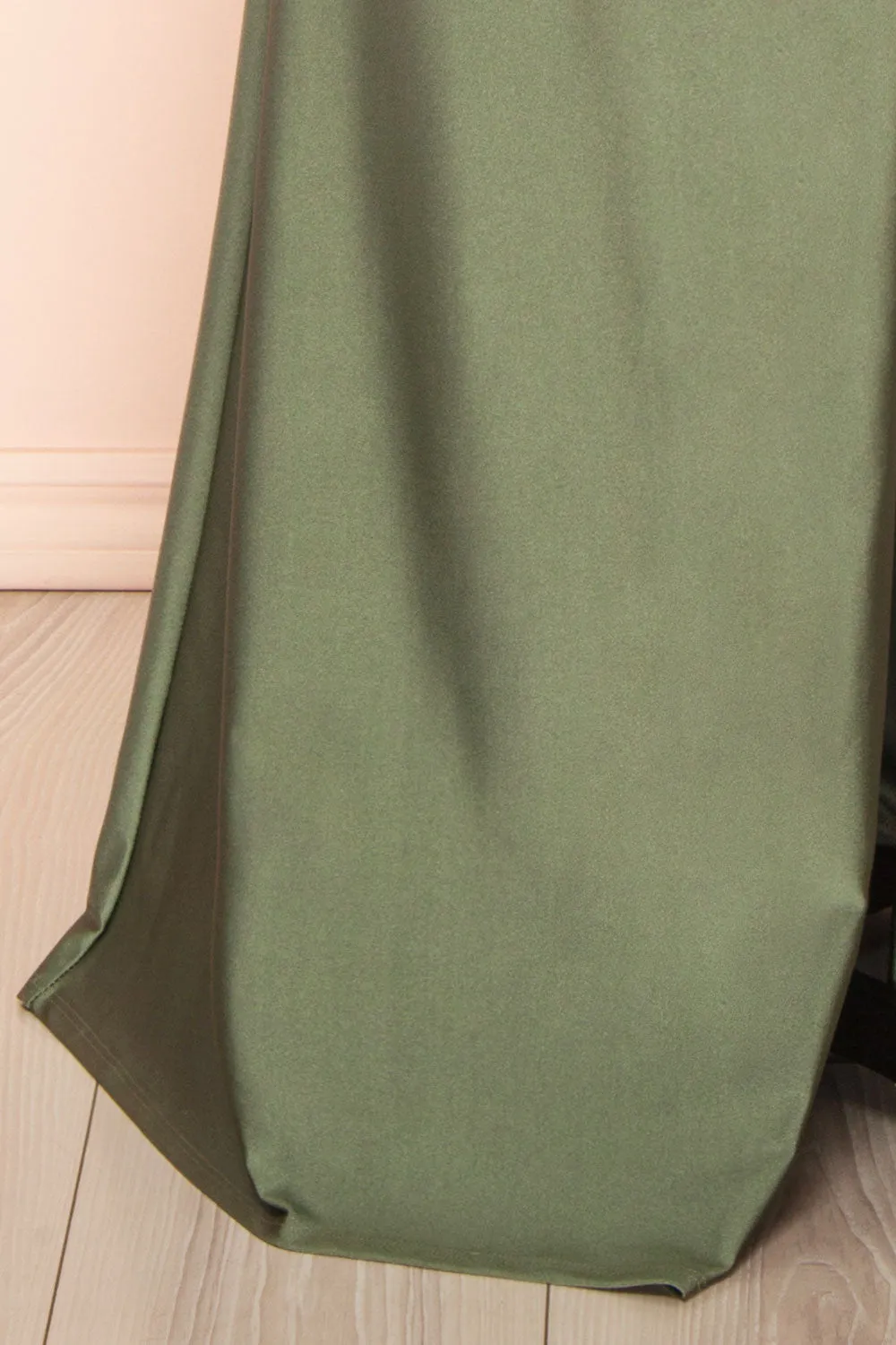 Nyra Khaki | Mermaid Dress w/ Wrapped Bodice