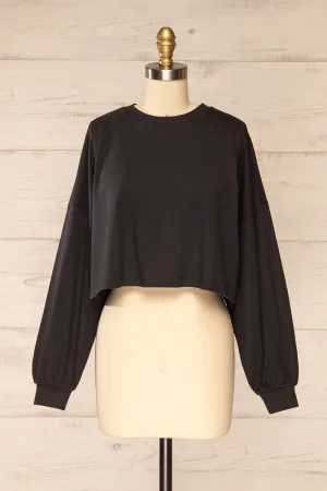 Obregon | Cropped Black Crew Neck Sweater