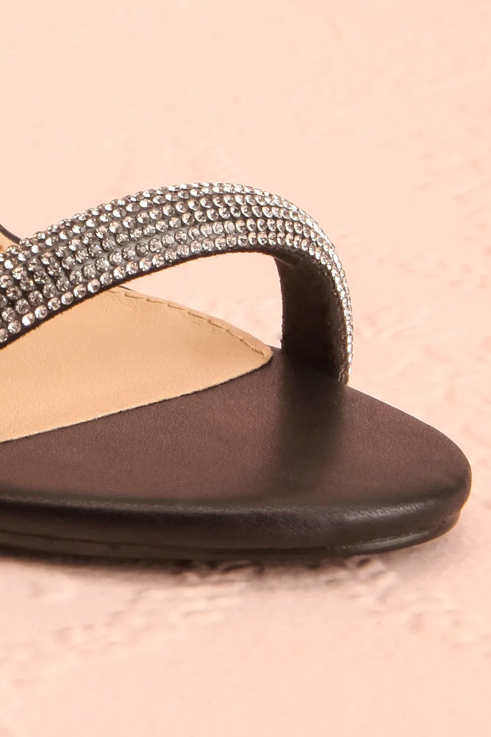Odessa Black | Sparkly Heeled Sandals