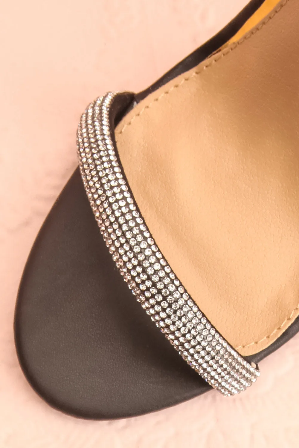 Odessa Black | Sparkly Heeled Sandals