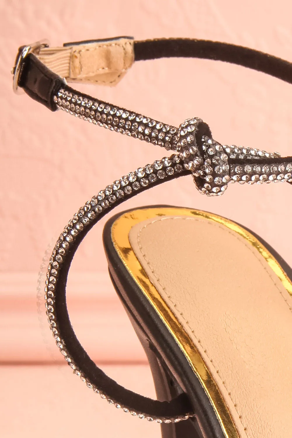 Odessa Black | Sparkly Heeled Sandals