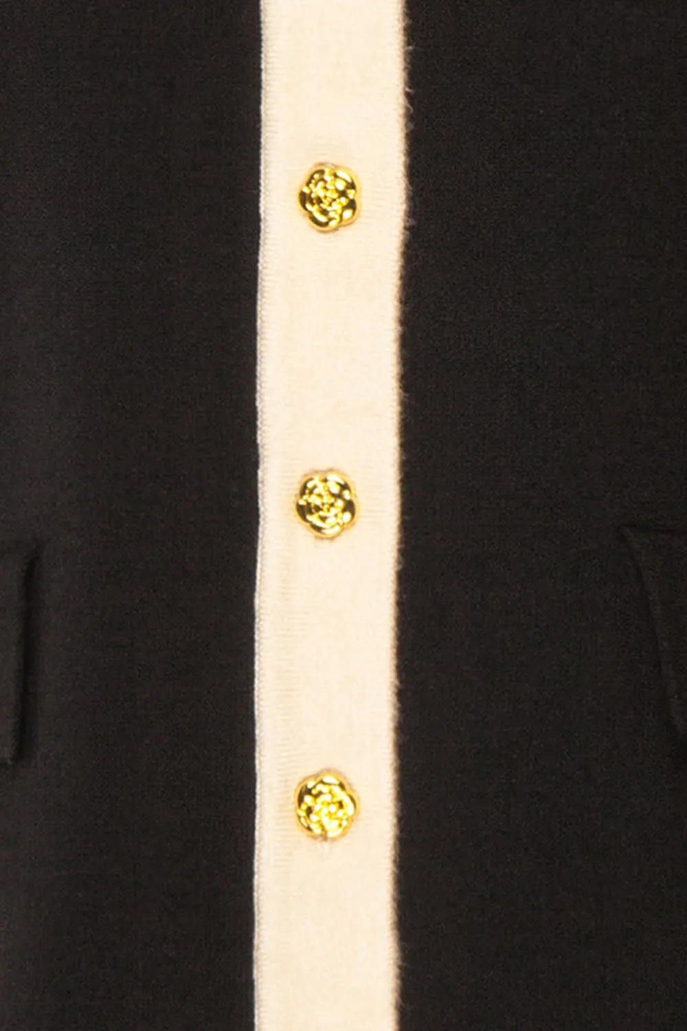 Odilia | Black Cardigan w/ Cream Peterpan Collar