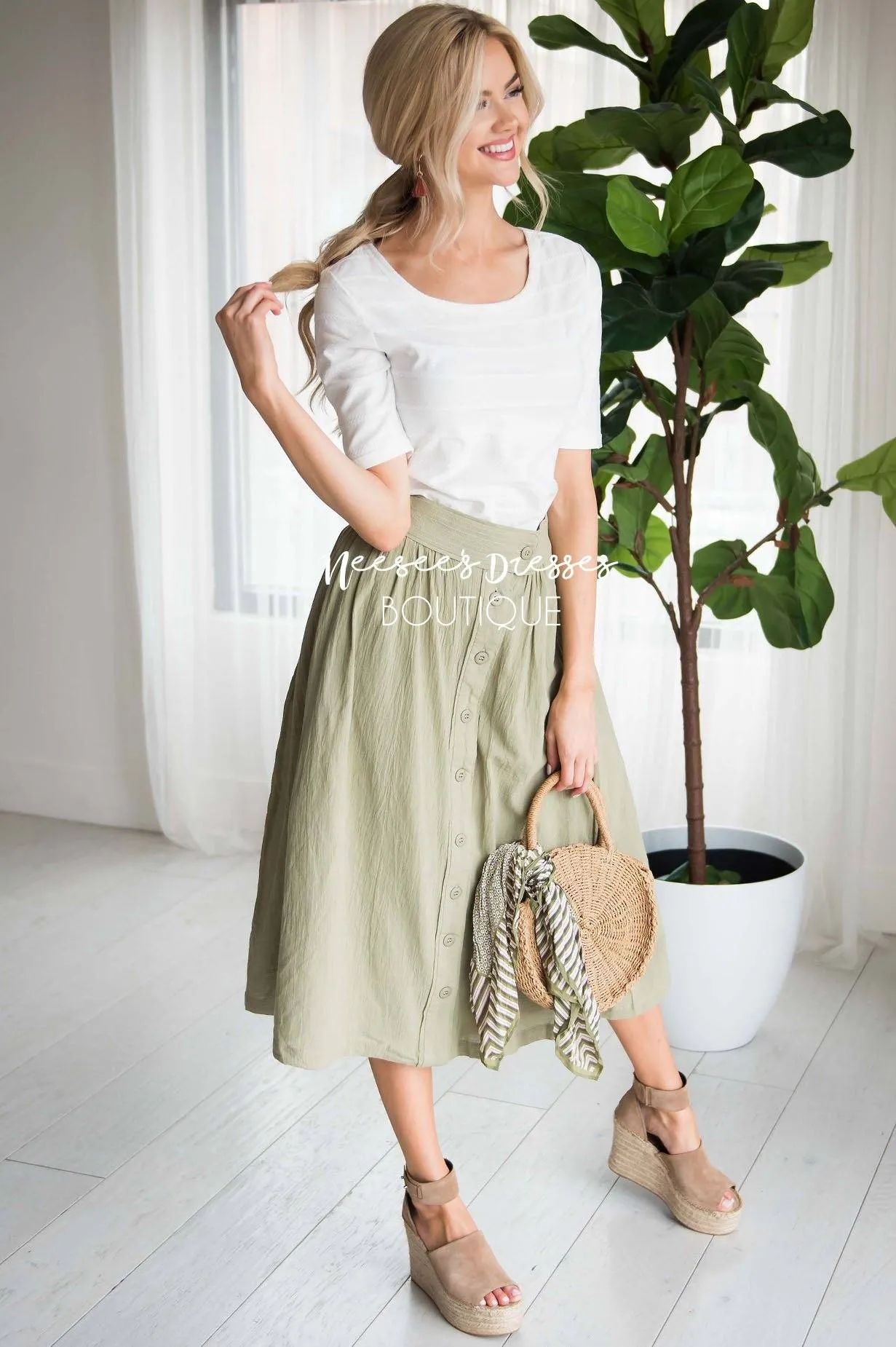 Oh Happy Days Button Skirt