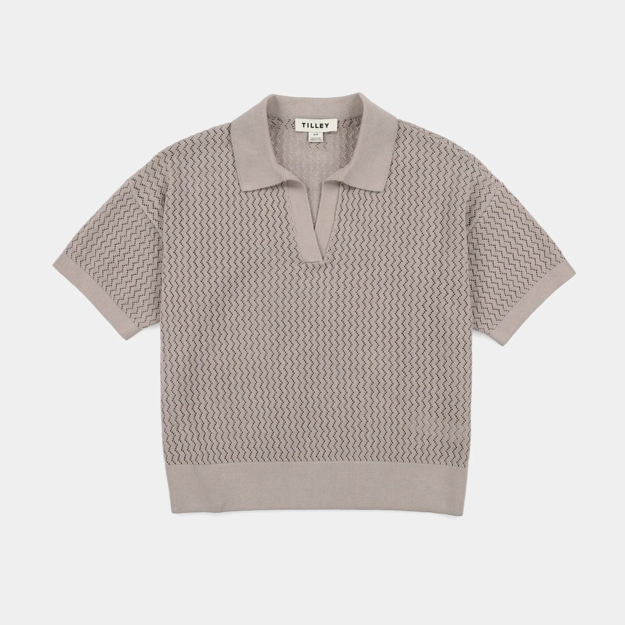 Open Knit Short Sleeve Polo