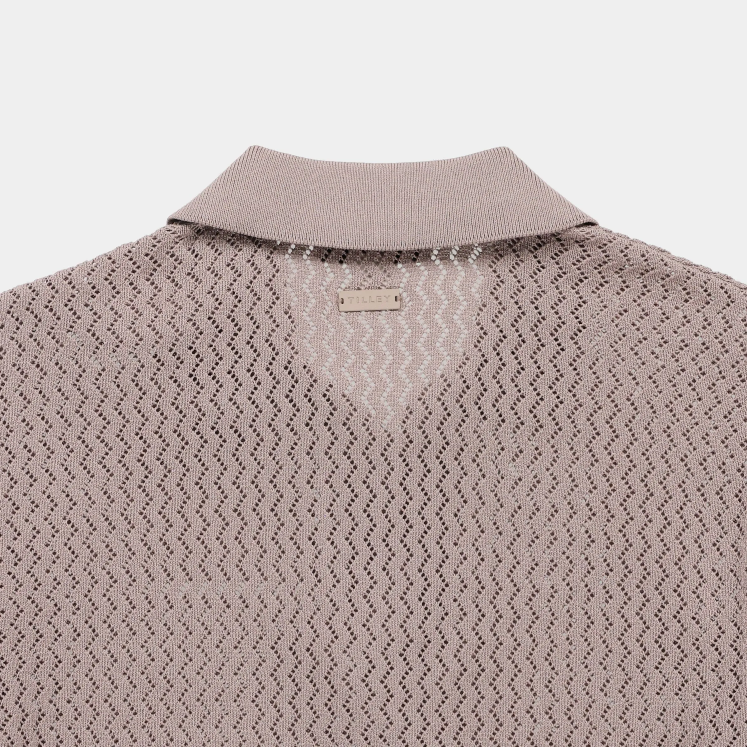Open Knit Short Sleeve Polo