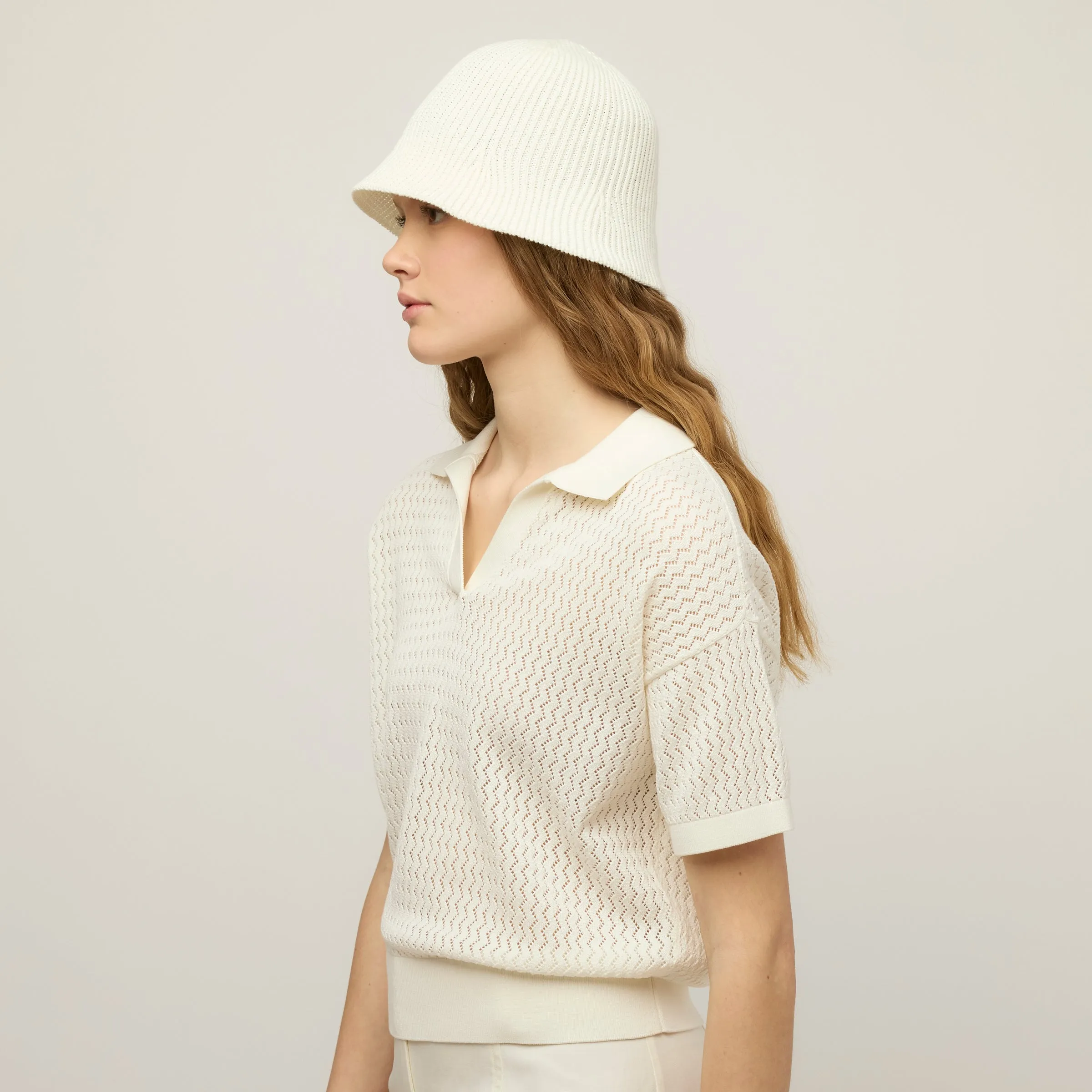 Open Knit Short Sleeve Polo