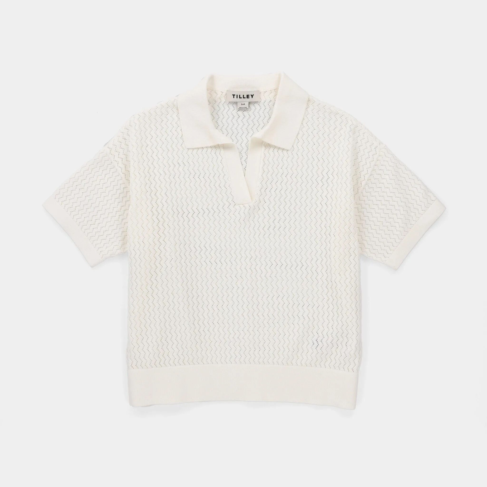 Open Knit Short Sleeve Polo