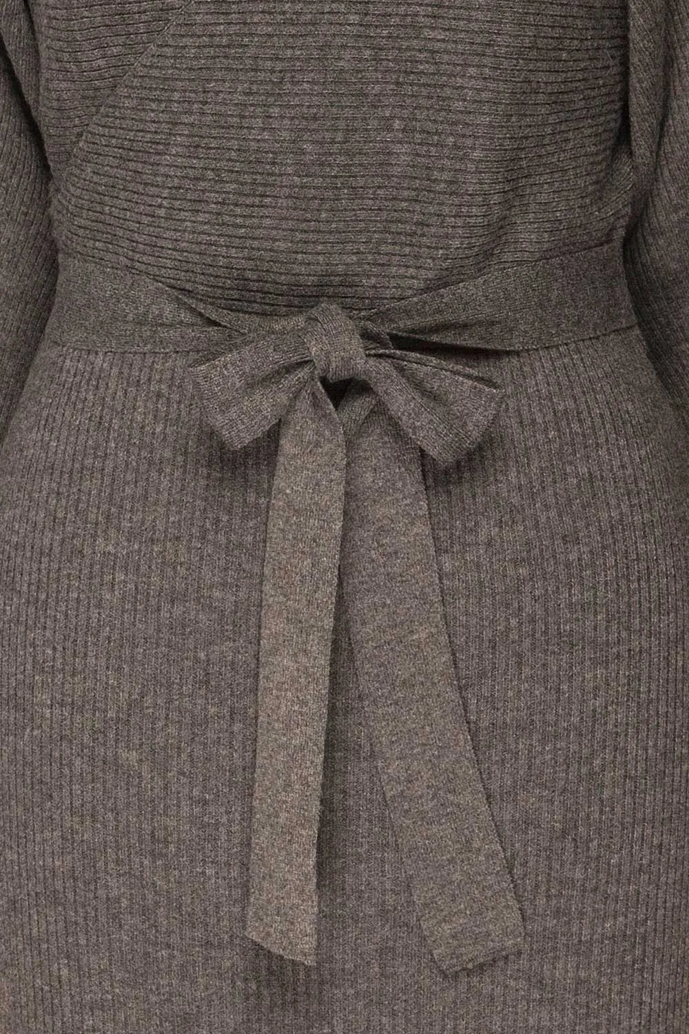 Oria Grey | Faux-Wrap Knit Dress