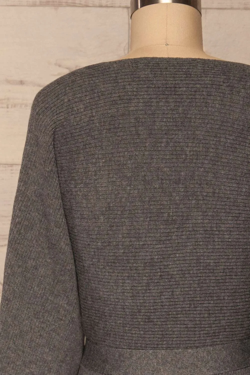 Oria Grey | Faux-Wrap Knit Dress