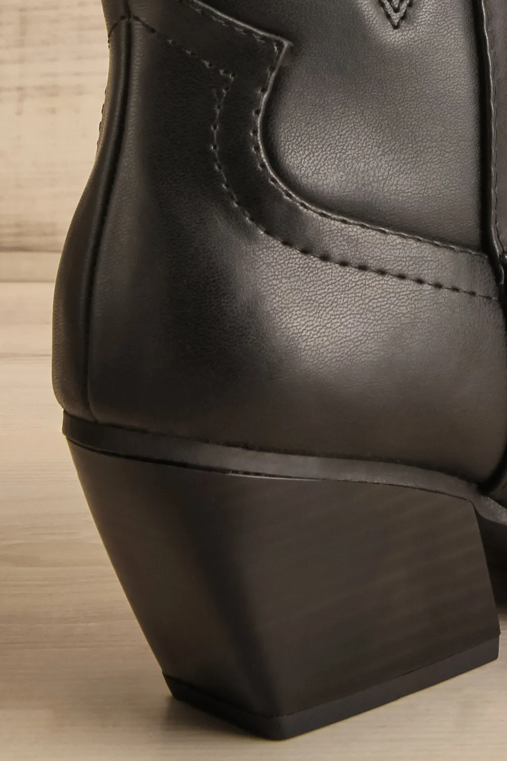 Orville | Black Faux Leather Cowboy Boots