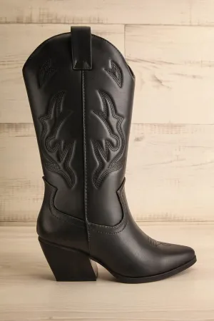Orville | Black Faux Leather Cowboy Boots