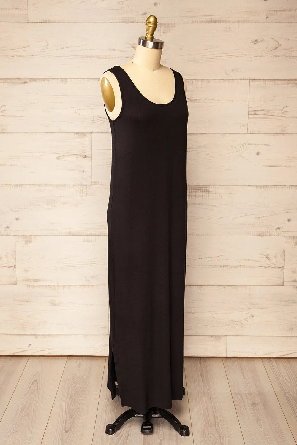 Oswin Black | Straight Cut Jersey Maxi Dress