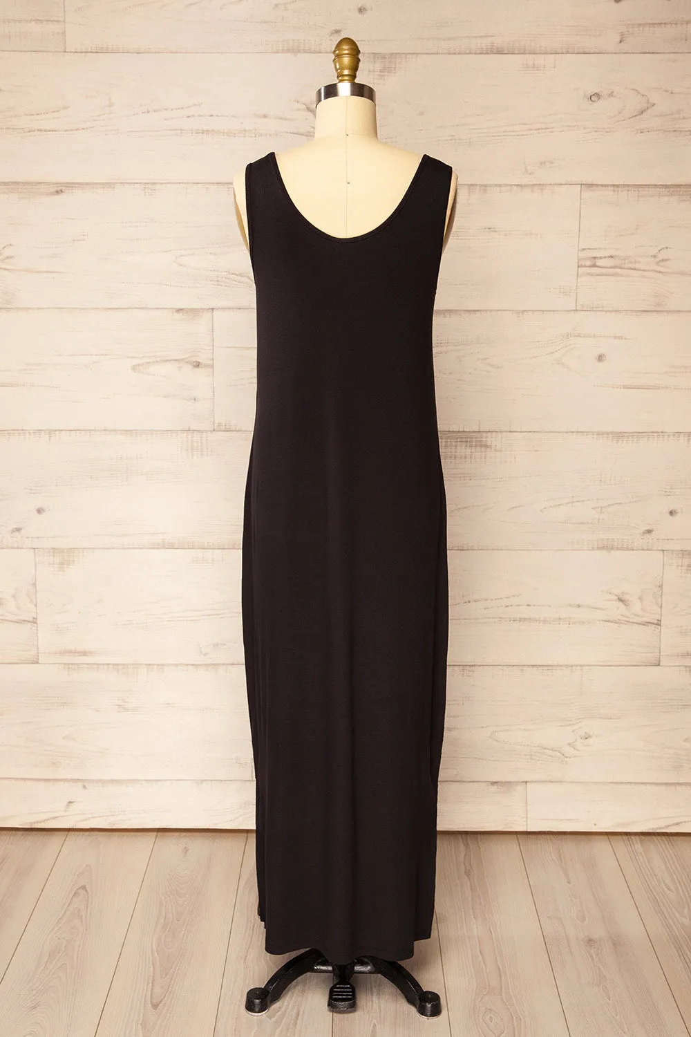 Oswin Black | Straight Cut Jersey Maxi Dress
