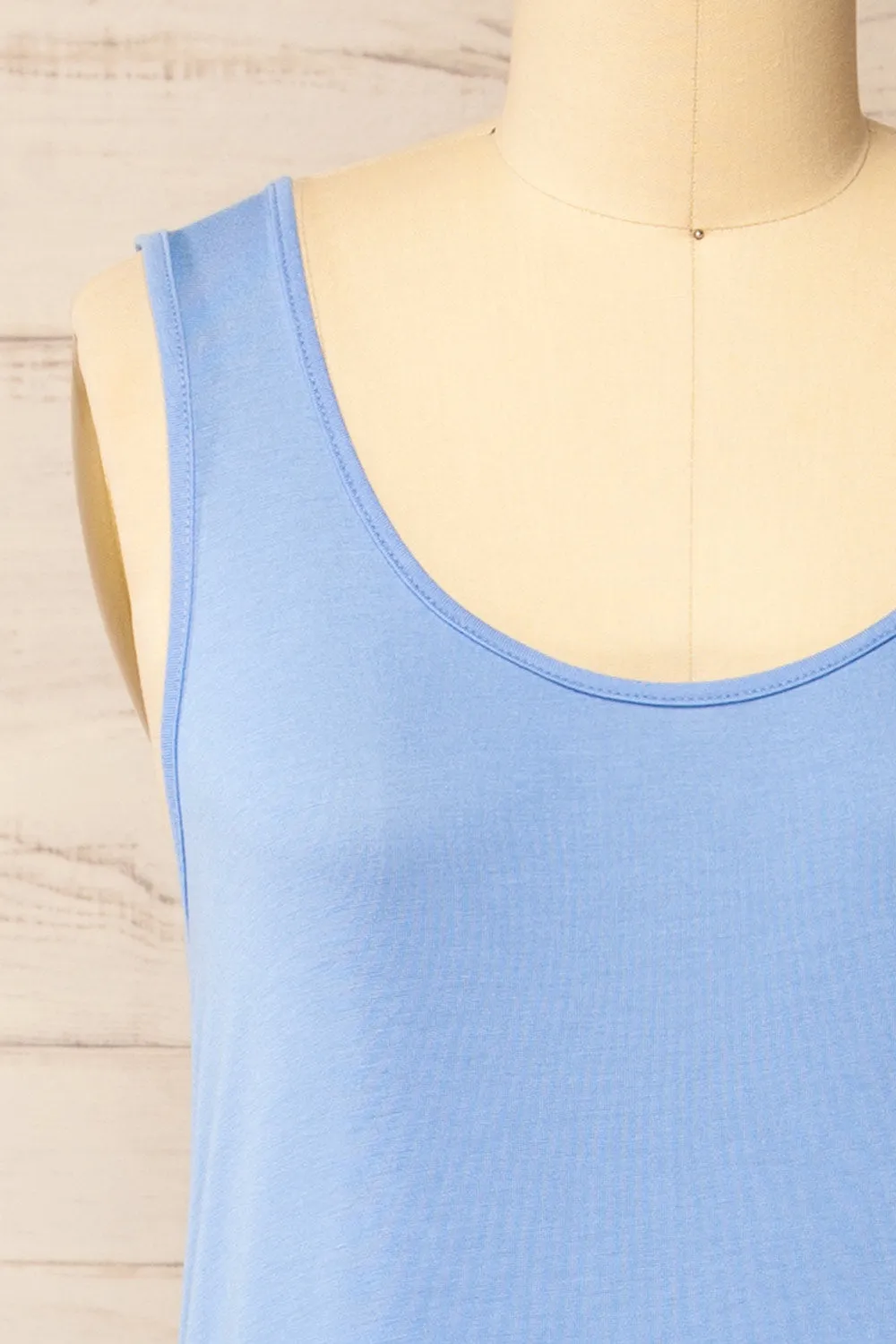 Oswin Blue | Straight Cut Jersey Maxi Dress