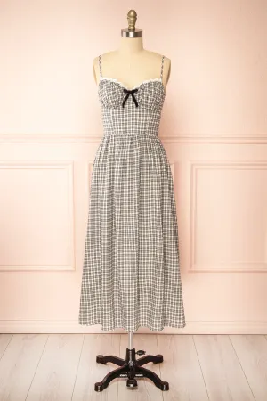 Ovila | Long Plaid Dress w/ Bow