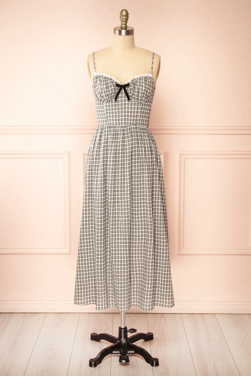 Ovila | Long Plaid Dress w/ Bow