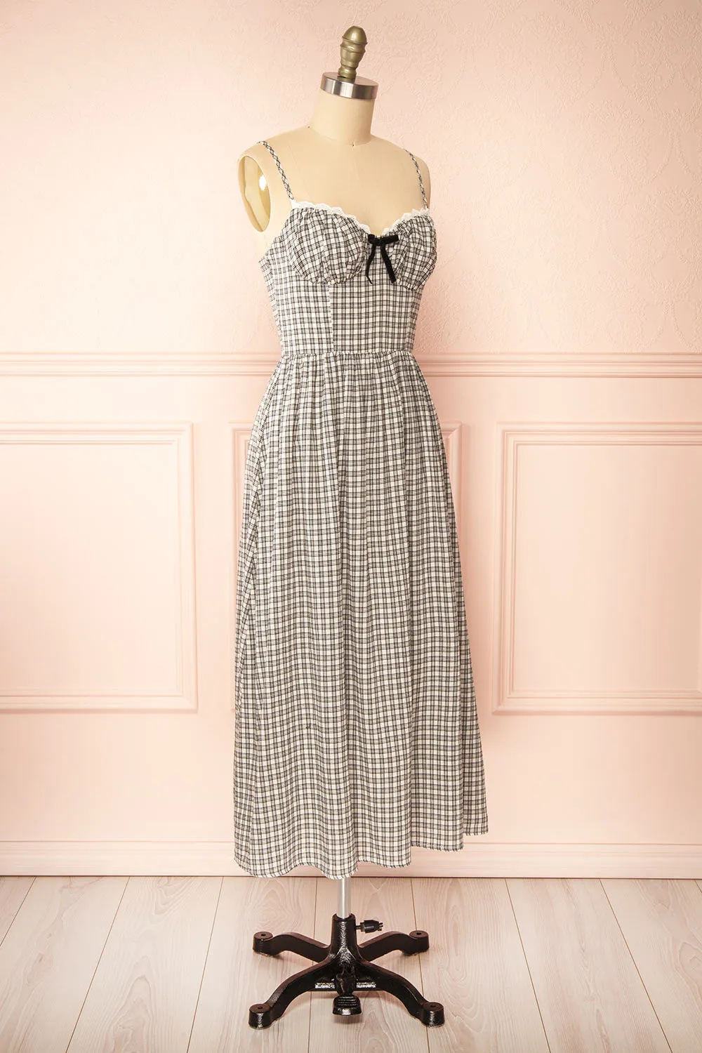 Ovila | Long Plaid Dress w/ Bow