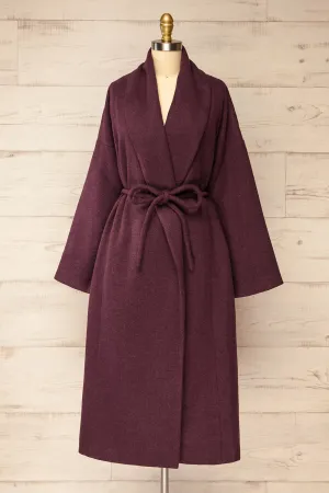 Padua Burgundy | Felt Coat w/ Belt