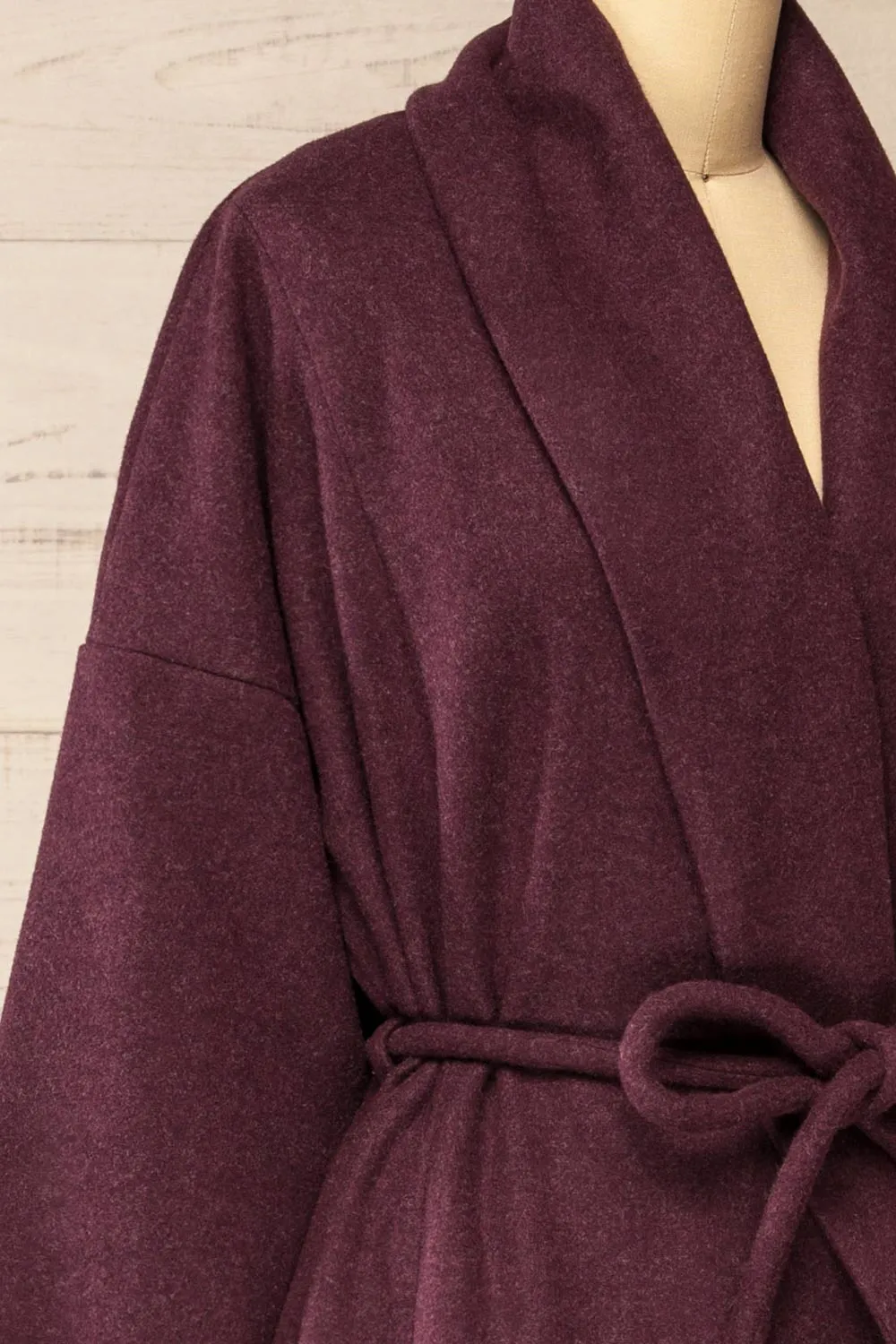 Padua Burgundy | Felt Coat w/ Belt
